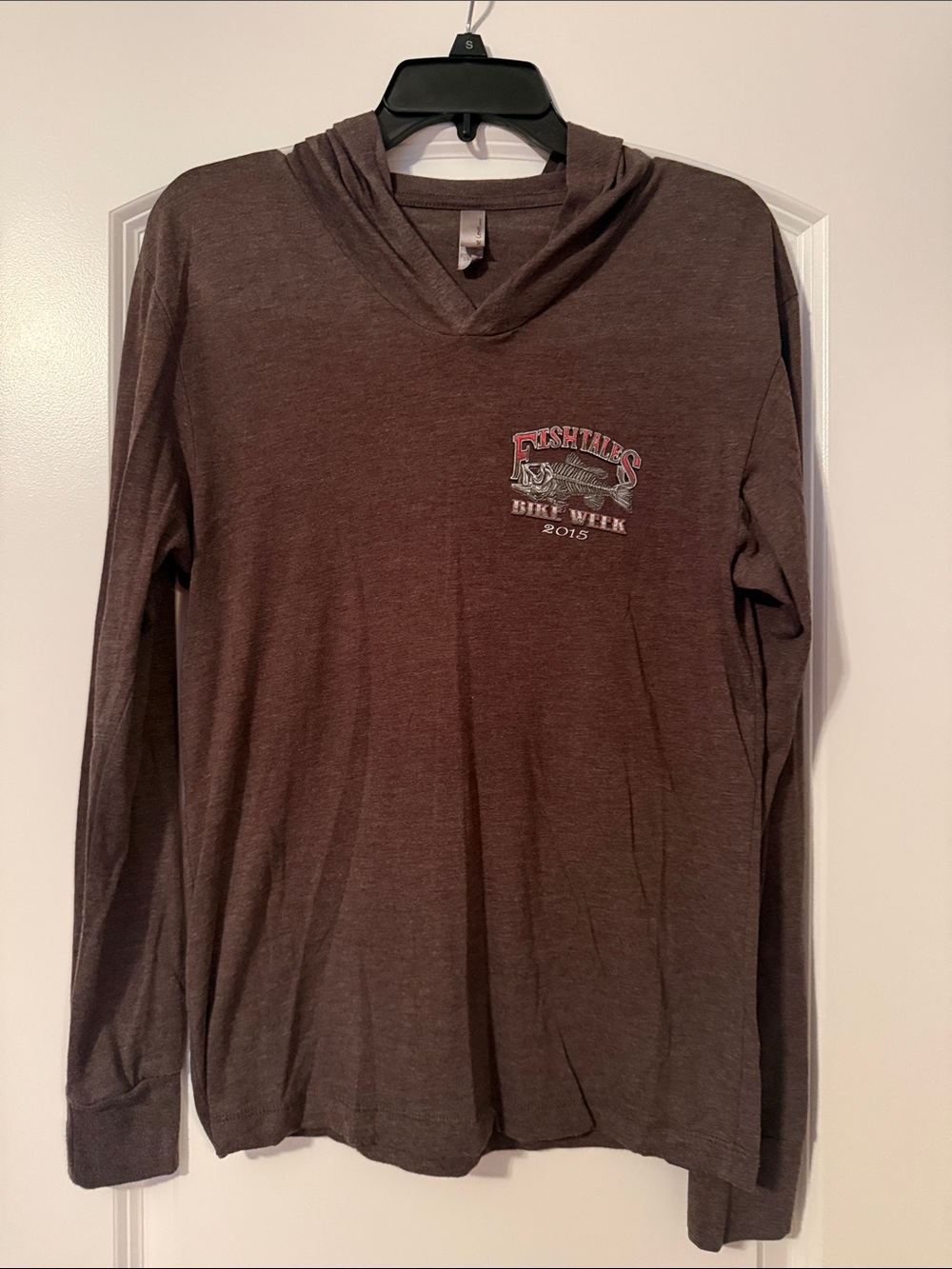Next Level Apparel Brown Hooded Long-Sleeve Tee with Bike Week Graphic